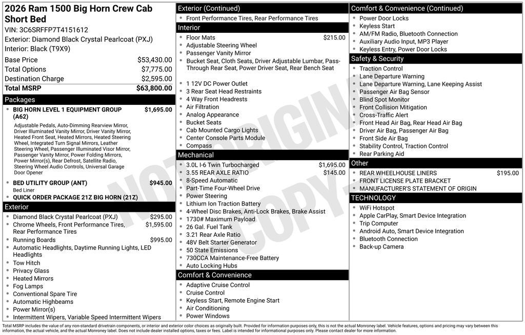 2026 RAM 1500 Big Horn/Lone Star 4D Crew Cab