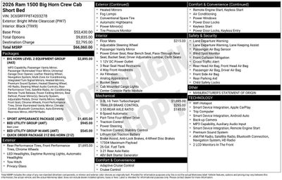 2026 RAM 1500 Big Horn/Lone Star 4D Crew Cab