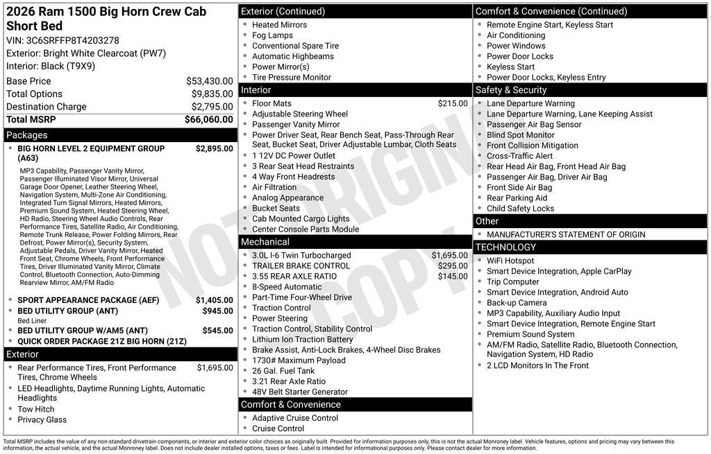 2026 RAM 1500 Big Horn/Lone Star 4D Crew Cab