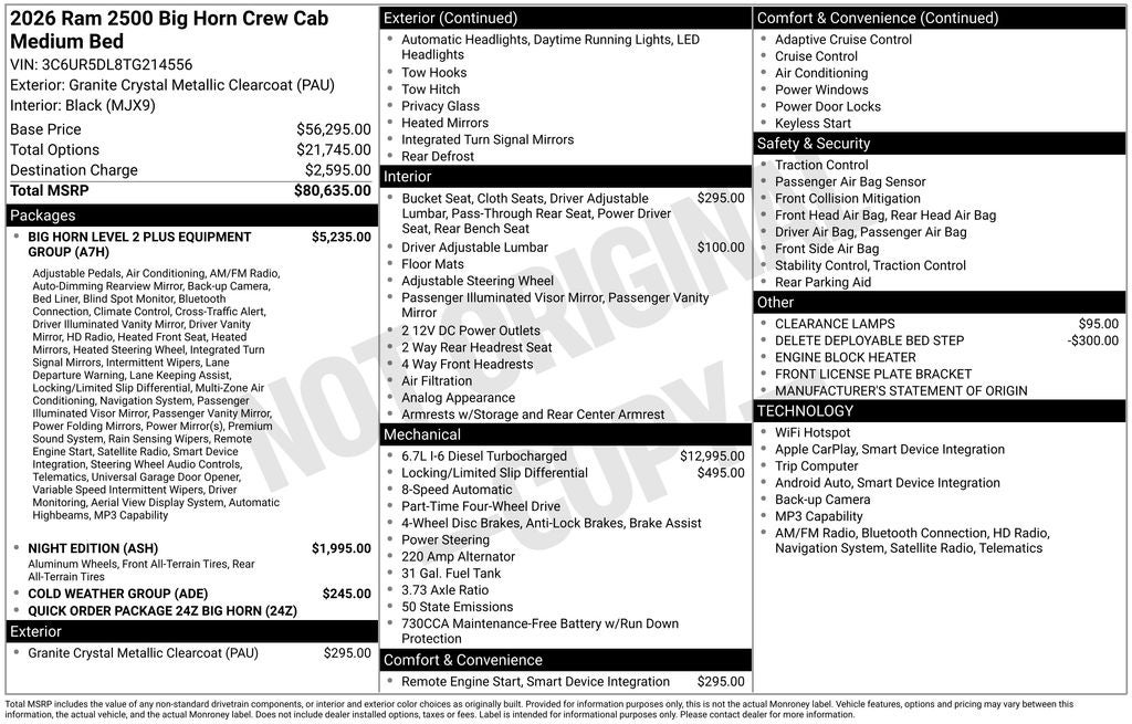 2026 RAM 2500 Big Horn