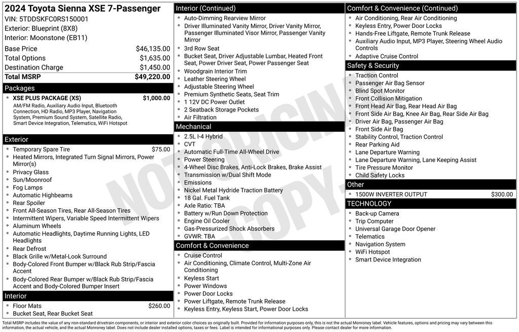 2024 Toyota Sienna XSE 7 Passenger