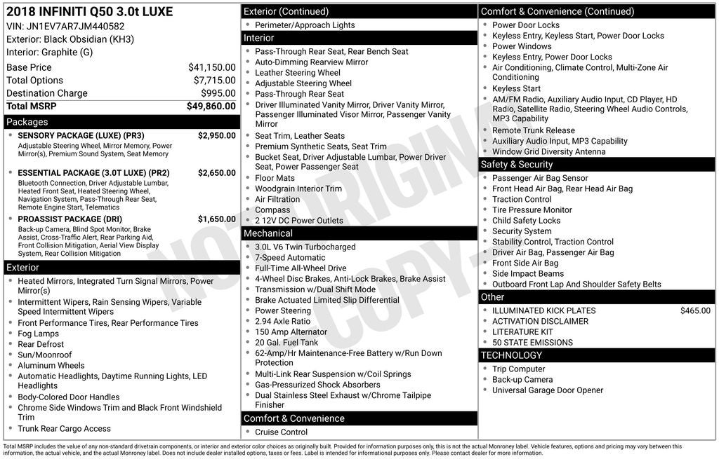 2018 INFINITI Q50 3.0t LUXE
