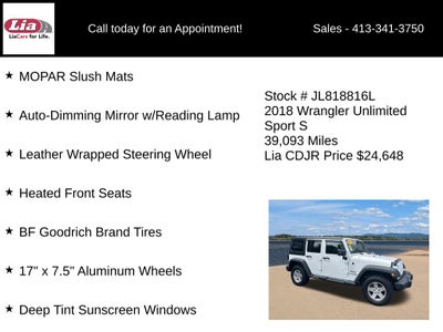2018 Jeep Wrangler JK Unlimited Sport