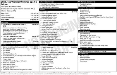 2022 Jeep Wrangler Unlimited Sport S