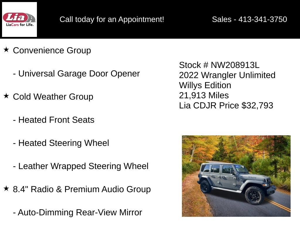 2022 Jeep Wrangler Unlimited Willys