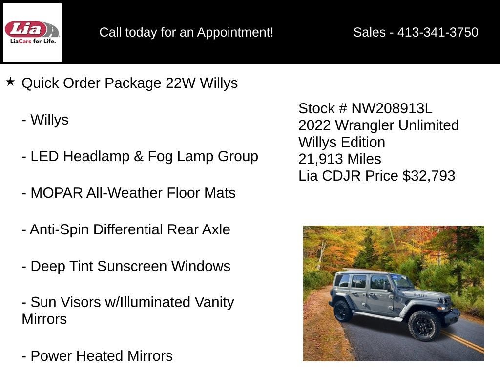 2022 Jeep Wrangler Unlimited Willys