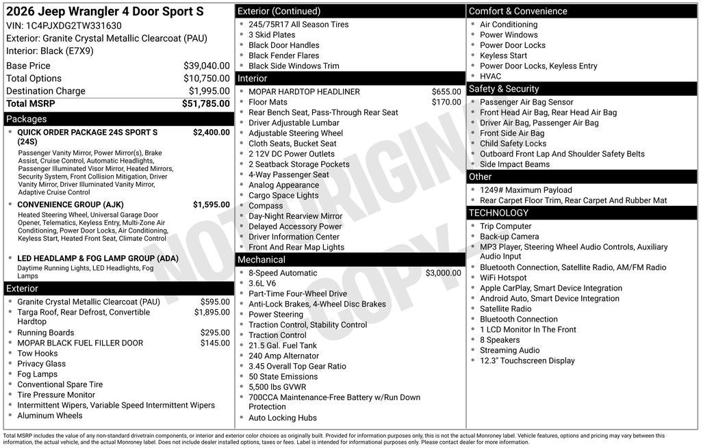 2026 Jeep Wrangler Sport S