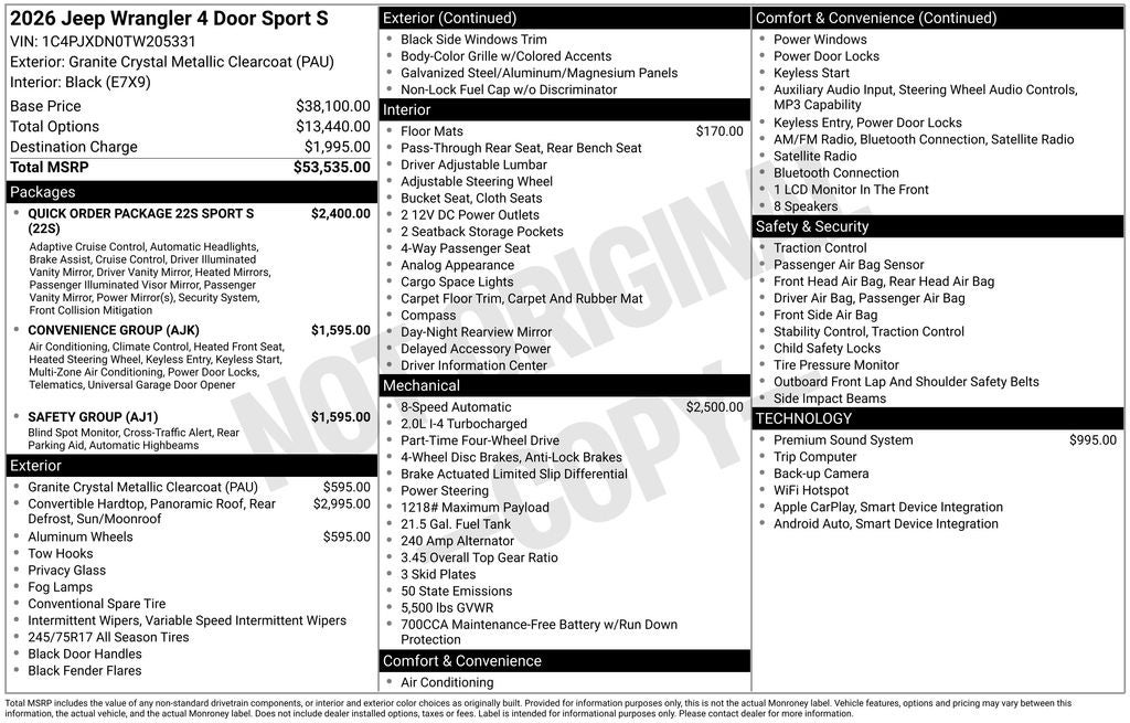 2026 Jeep Wrangler Sport S