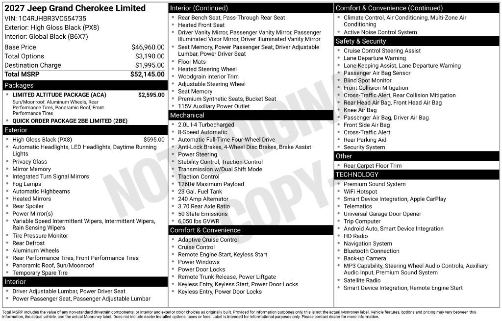 2027 Jeep Grand Cherokee Limited