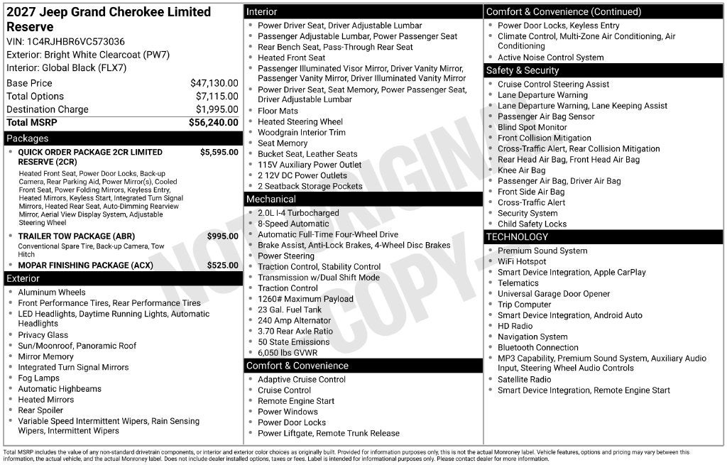 2027 Jeep Grand Cherokee Limited Reserve