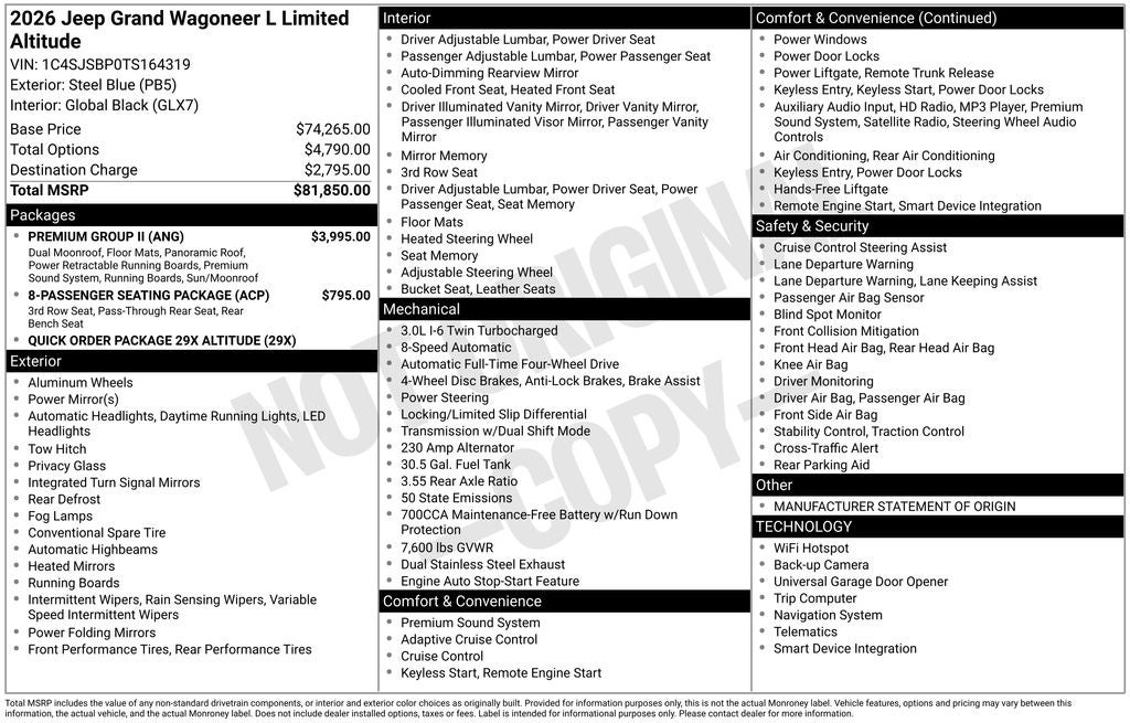 2026 Jeep Grand Wagoneer L Limited Altitude