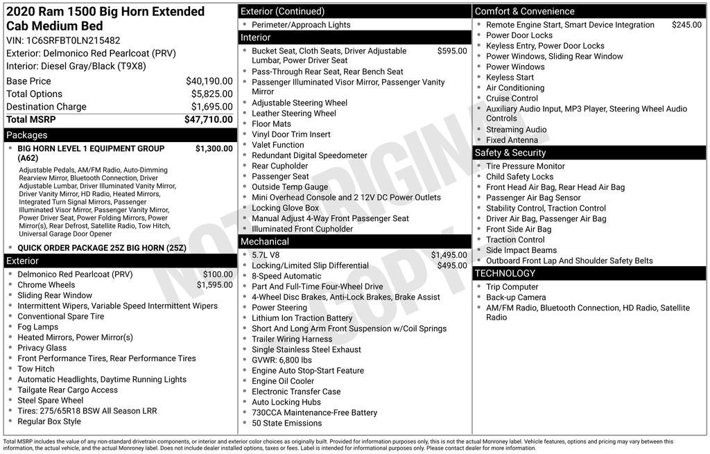 2020 RAM 1500 Big Horn/Lone Star