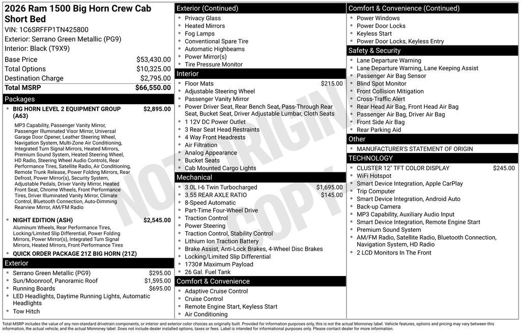 2026 RAM 1500 Big Horn/Lone Star