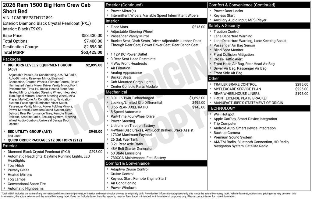 2026 RAM 1500 Big Horn/Lone Star