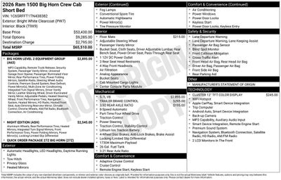 2026 RAM 1500 Big Horn/Lone Star