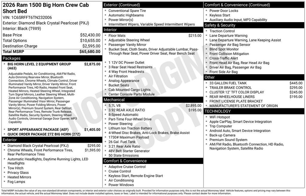 2026 RAM 1500 Big Horn/Lone Star