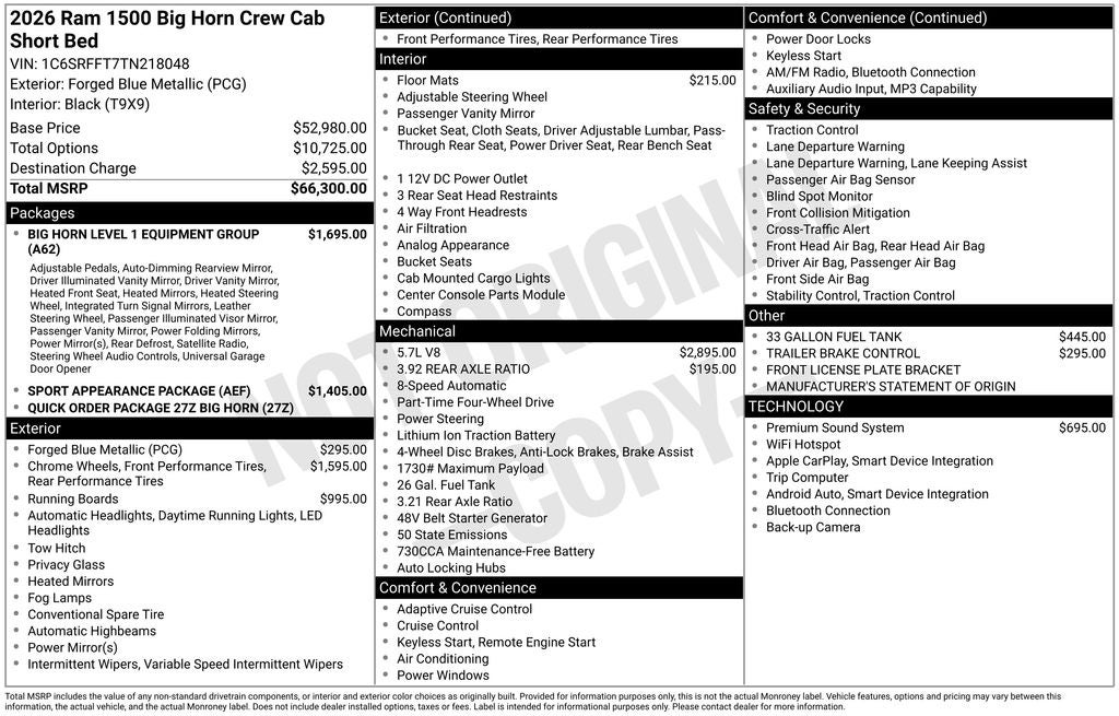 2026 RAM 1500 Big Horn/Lone Star