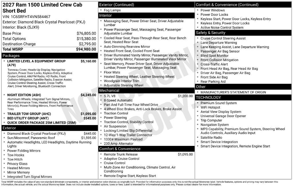 2027 RAM 1500 Limited