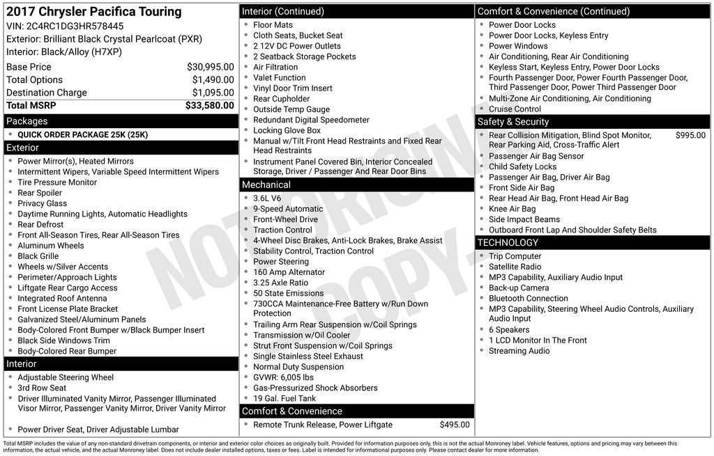 2017 Chrysler Pacifica Touring