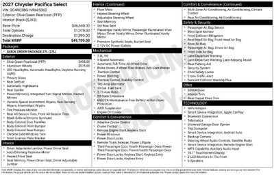 2027 Chrysler Pacifica Select