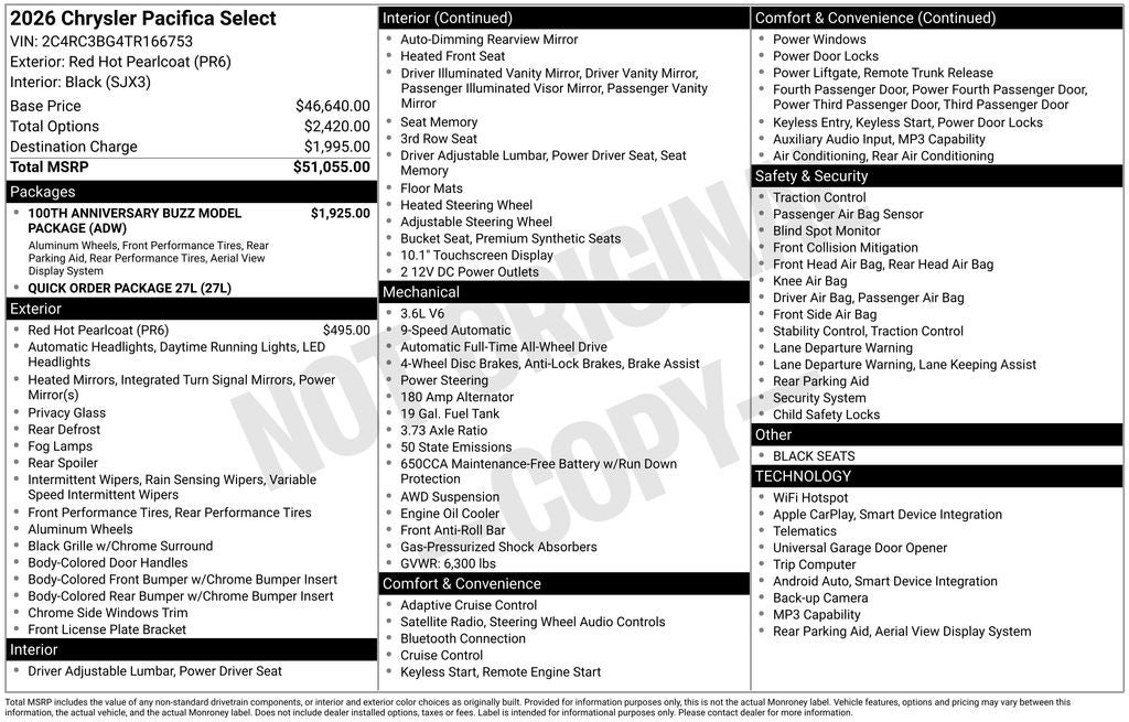 2026 Chrysler Pacifica Select