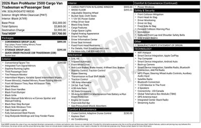2026 RAM ProMaster 2500 High Roof