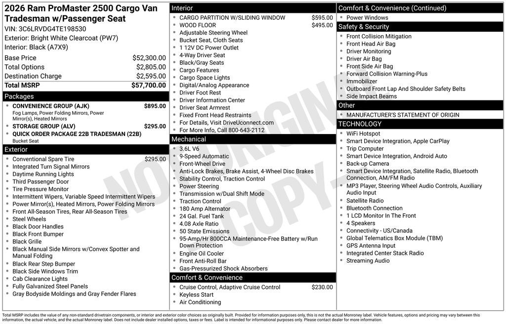 2026 RAM ProMaster 2500 High Roof