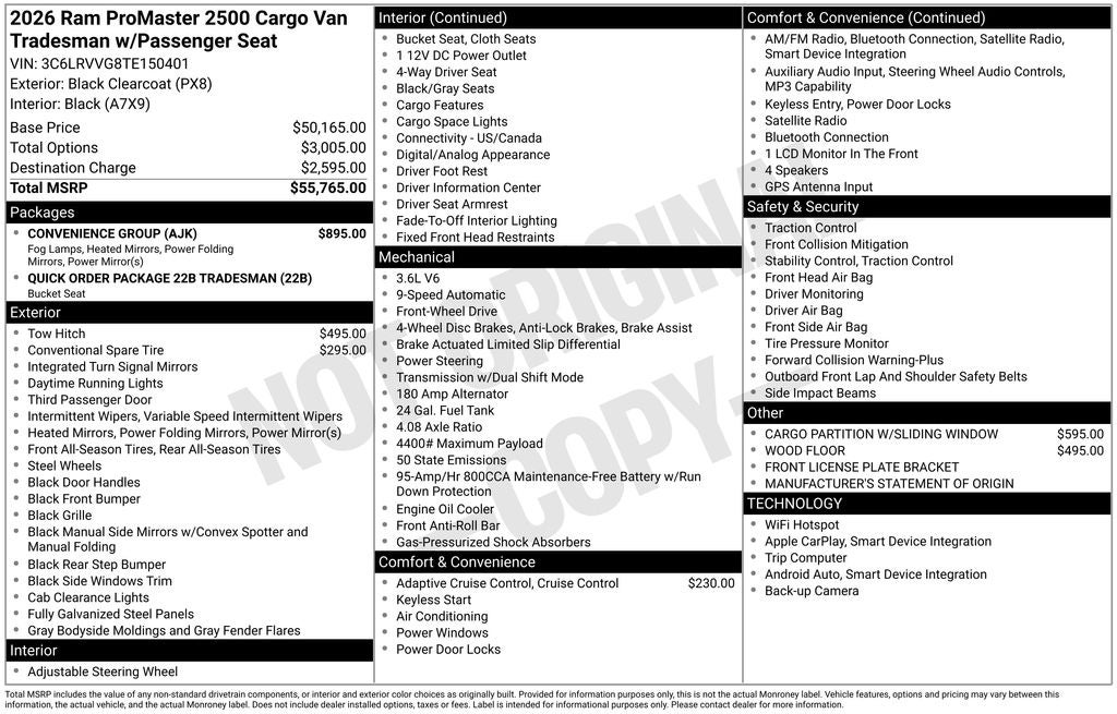 2026 RAM ProMaster 2500 Base
