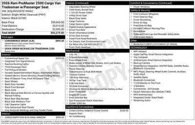 2026 RAM ProMaster 2500 Base