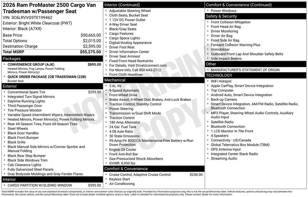 2026 RAM ProMaster 2500 Base