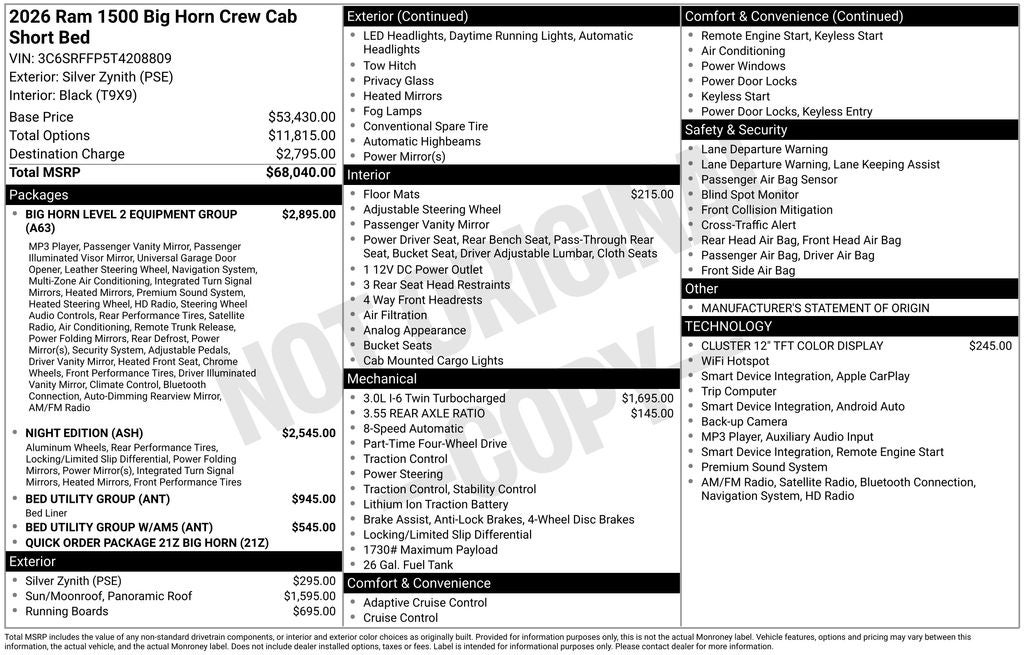 2026 RAM 1500 Big Horn/Lone Star