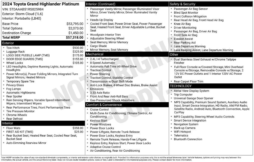 2024 Toyota Grand Highlander Platinum