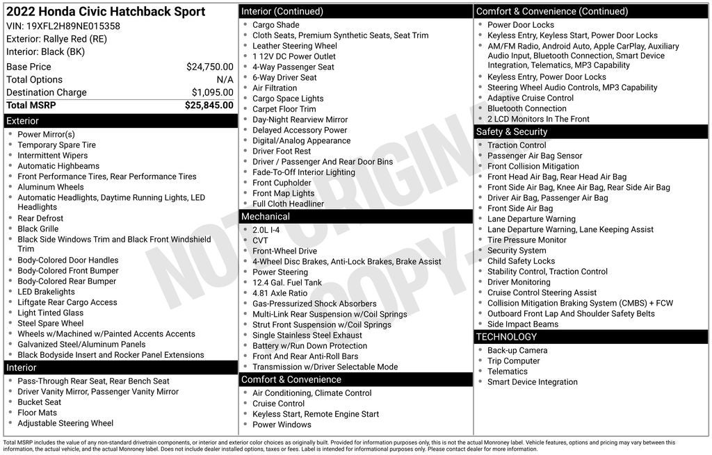 2022 Honda Civic Sport