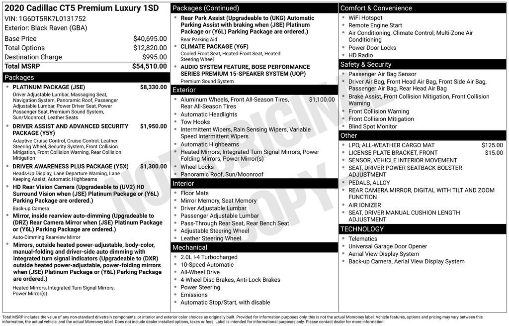 2020 Cadillac CT5 Premium Luxury