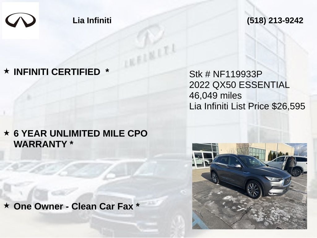 2022 INFINITI QX50 ESSENTIAL ***CERTIFIED***
