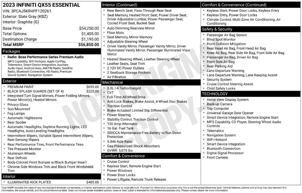 2023 INFINITI QX55 ESSENTIAL ***CERTIFIED***