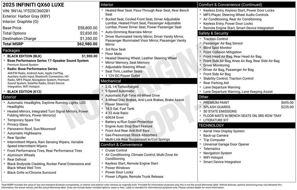 2025 INFINITI QX60 LUXE ***CERTIFIED***