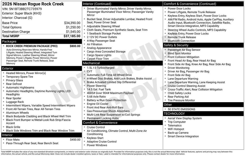 2026 Nissan Rogue Rock Creek