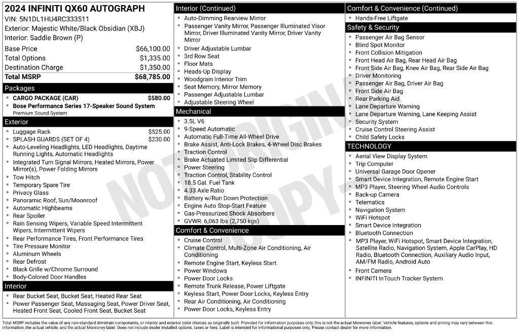 2024 INFINITI QX60 Autograph ***CERTIFIED***
