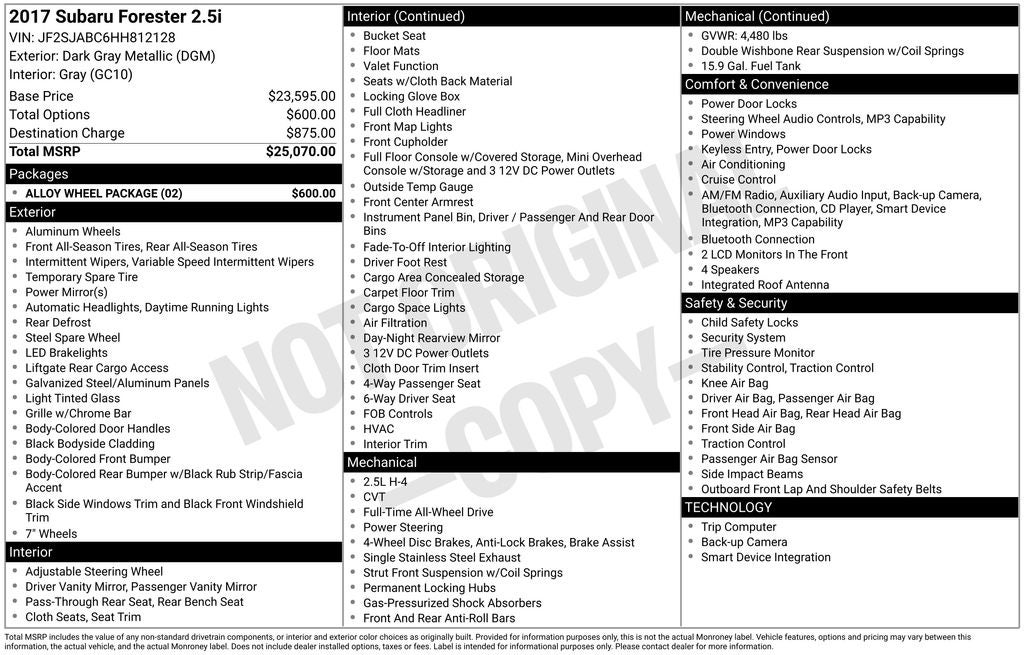 2017 Subaru Forester 2.5i