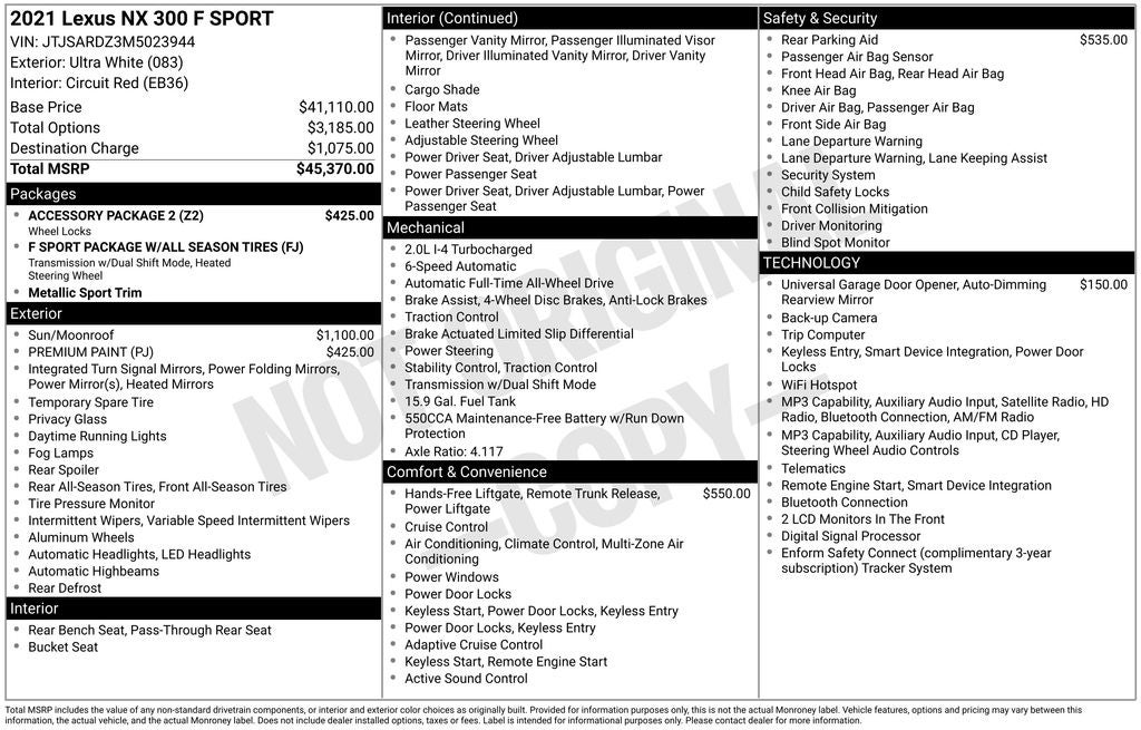 2021 Lexus NX 300 F Sport