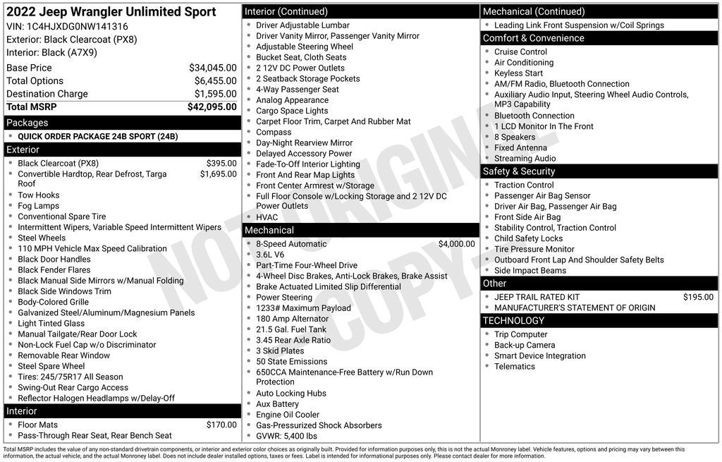 2022 Jeep Wrangler Unlimited Sport