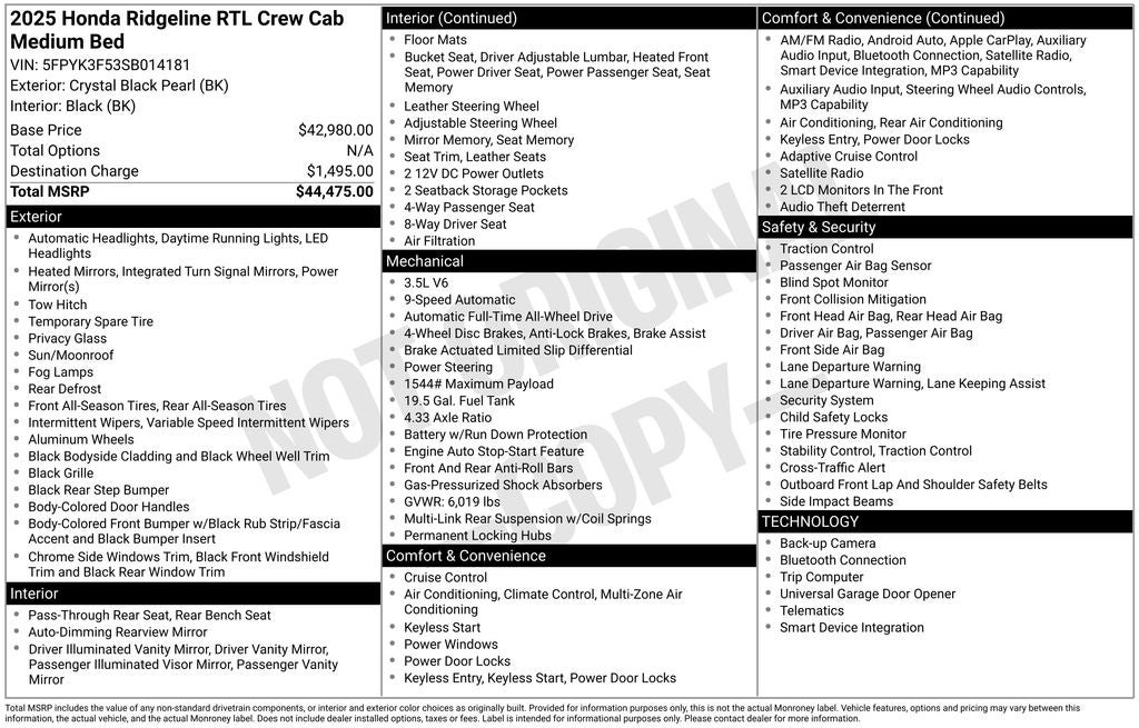 2025 Honda Ridgeline RTL