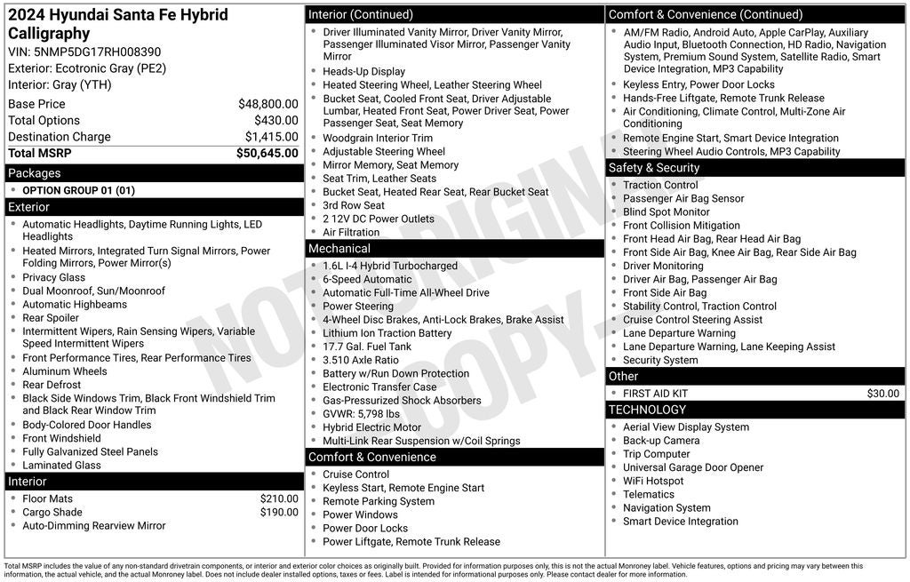 2024 Hyundai Santa Fe Hybrid Calligraphy