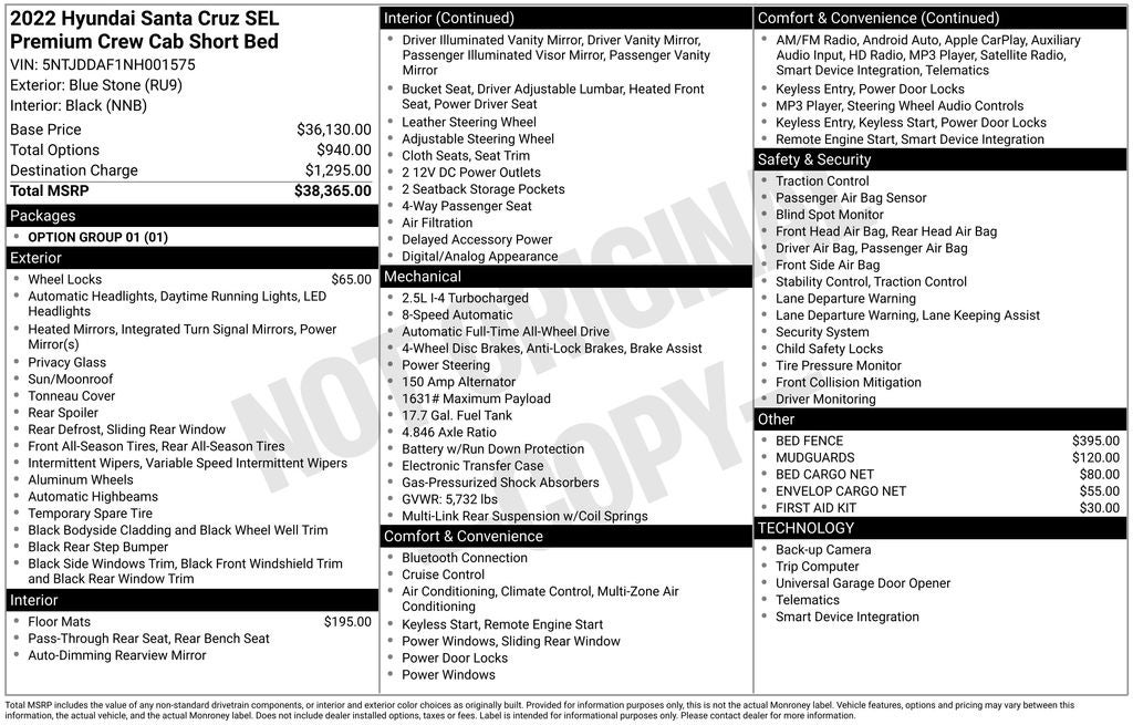 2022 Hyundai Santa Cruz SEL Premium
