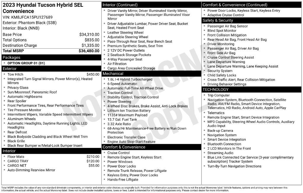 2023 Hyundai Tucson Hybrid SEL Convenience