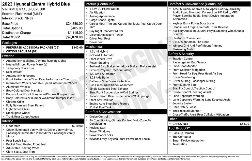 2023 Hyundai Elantra Hybrid Blue