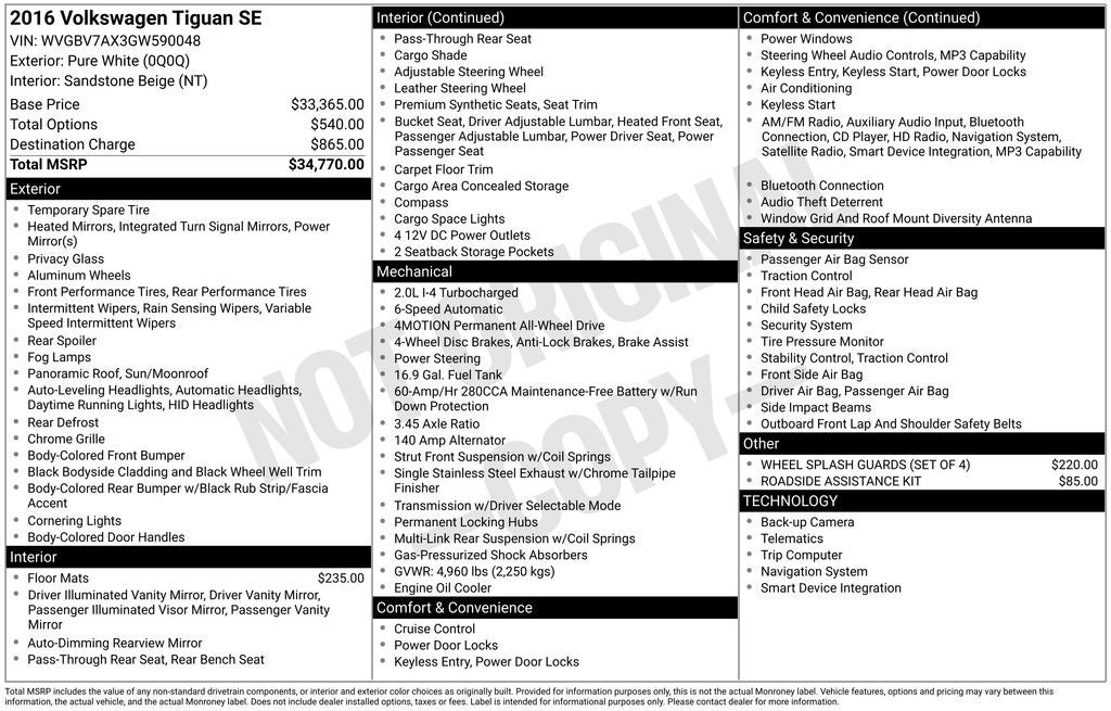 2016 Volkswagen Tiguan SE 4Motion