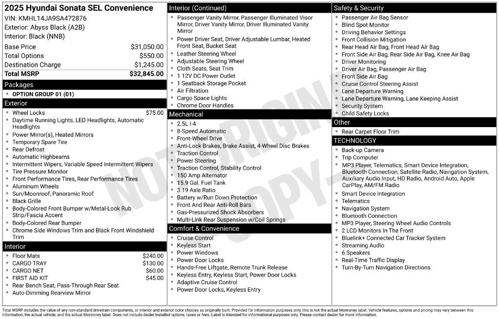 2025 Hyundai Sonata SEL Convenience