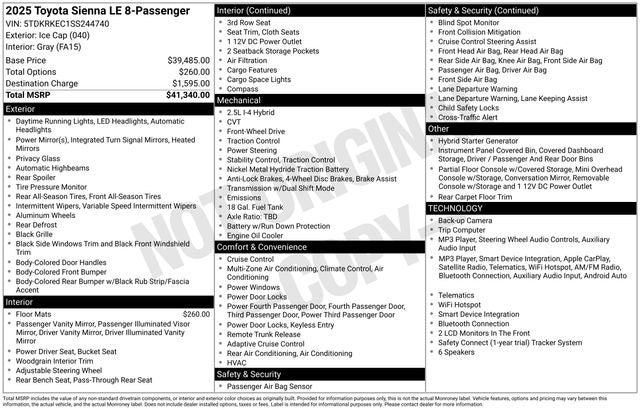 2025 Toyota Sienna LE 8 Passenger